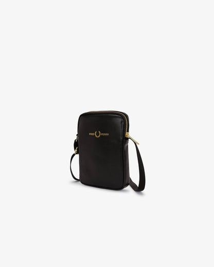 Fred Perry Mens Smooth Leather Small Side Bag - Black 102 | CHO | Designer Mens Bags