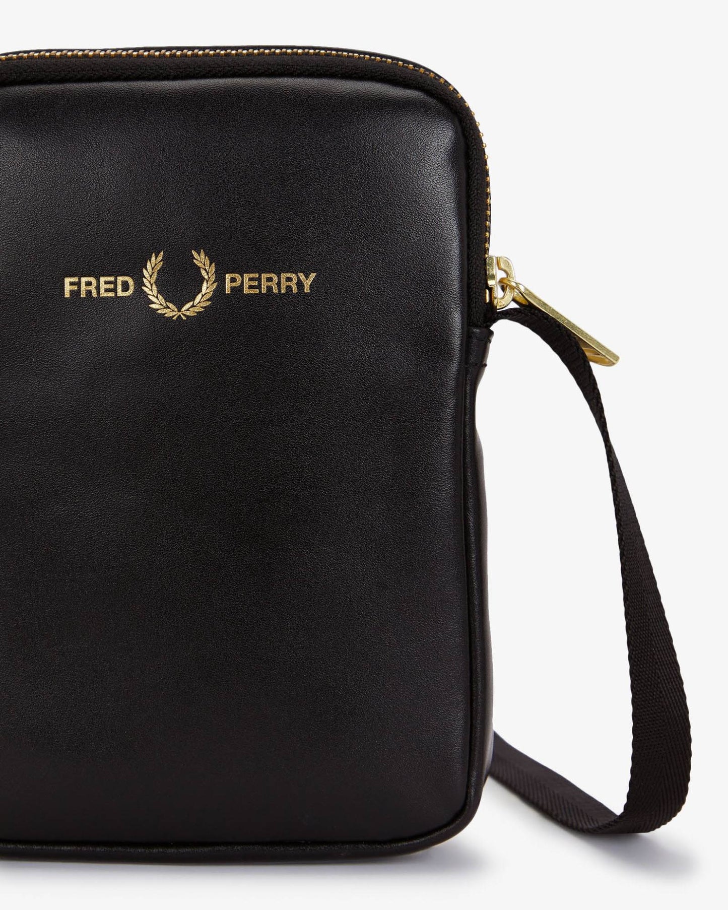 Fred Perry Mens Smooth Leather Small Side Bag - Black 102 | CHO | Designer Mens Bags