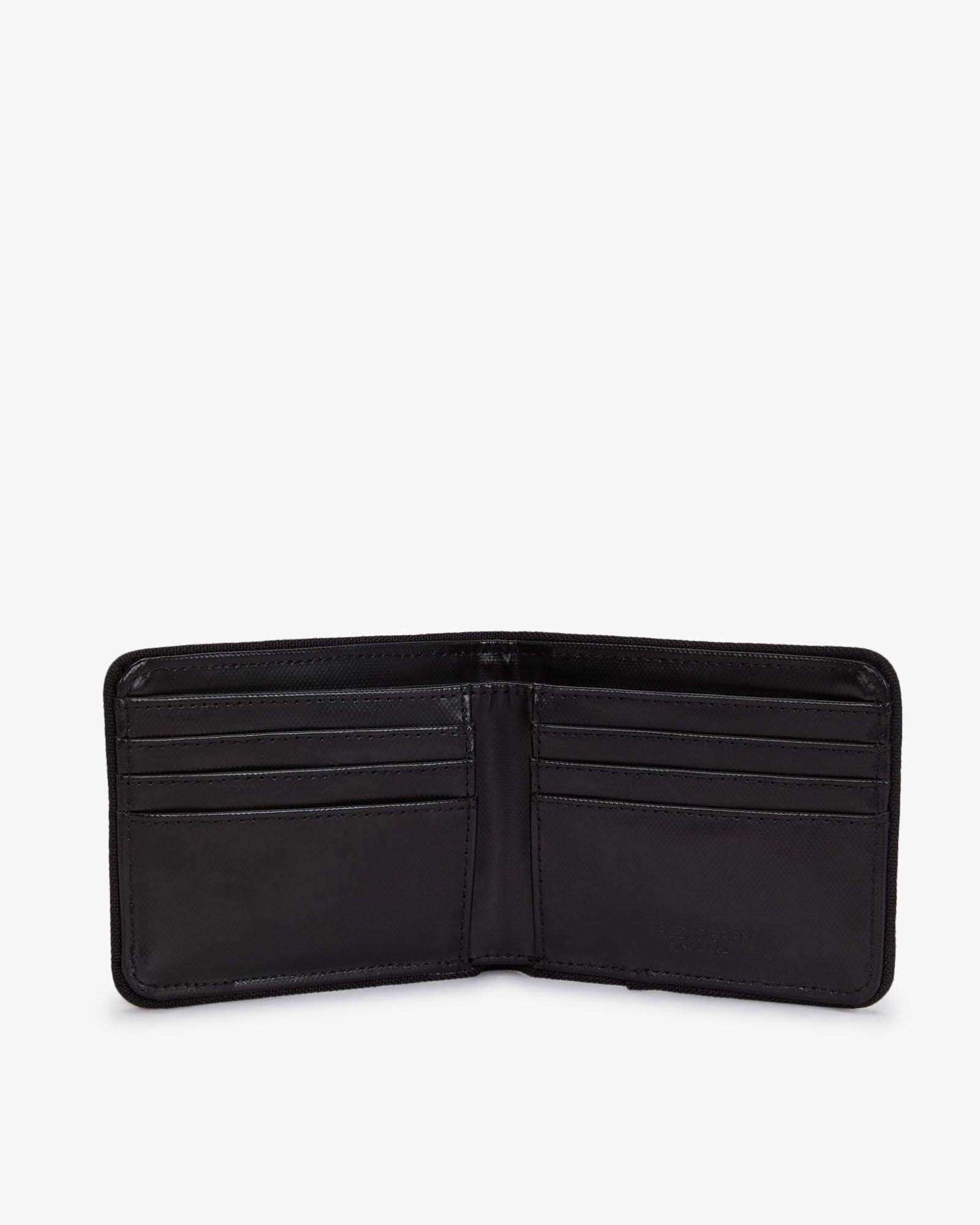 Fred Perry Mens Tonal Coated Polyester Billfold - Black/Gold 774 open