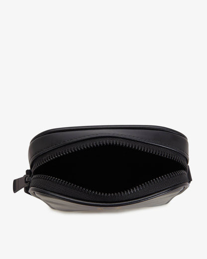 Fred Perry Mens Smooth Leather Small Side Bag - Black 102 top, open