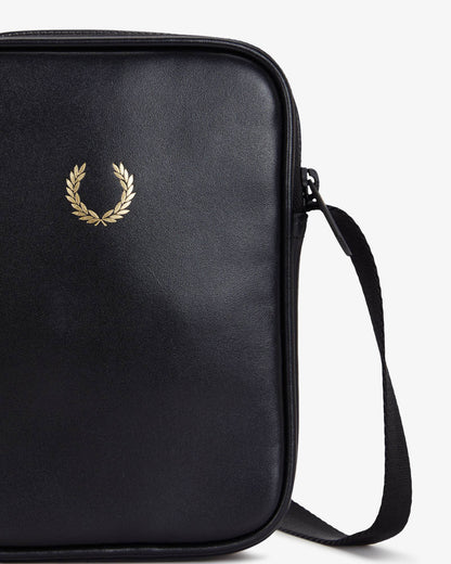 Fred Perry Mens Smooth Leather Small Side Bag - Black 102 detail