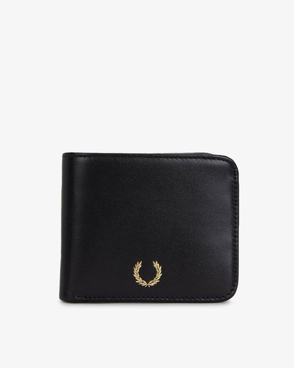 Fred Perry Mens Smooth Leather Billfold Wallet - Black 102 front
