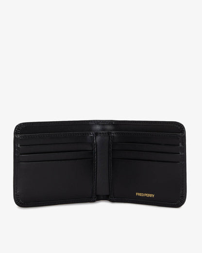 Fred Perry Mens Smooth Leather Billfold Wallet - Black 102 open