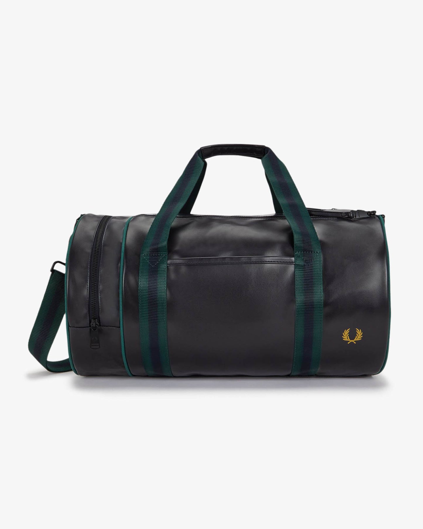Fred Perry Recycled Polyester Classic Barrel Bag - Navy/Grassroots 83A | CHO | Designer Mens Bags
