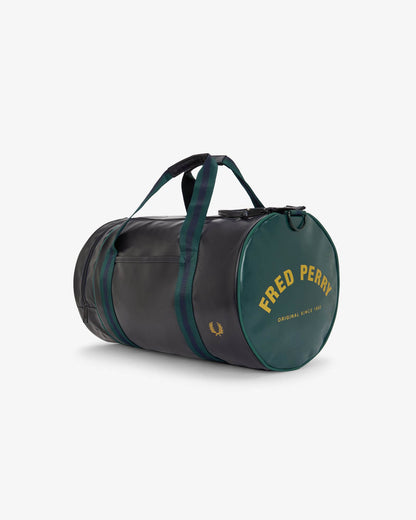 Fred Perry Recycled Polyester Classic Barrel Bag - Navy/Grassroots 83A | CHO | Designer Mens Bags