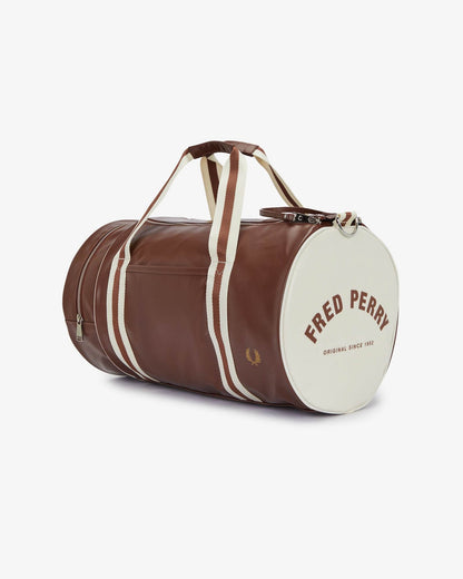 Fred Perry Recycled Polyester Classic Barrel Bag - Tan/Ecru J89