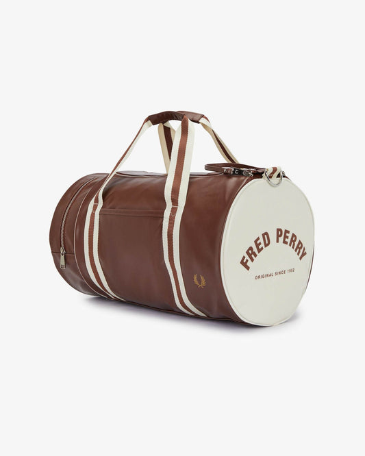 Fred Perry Recycled Polyester Classic Barrel Bag - Tan/Ecru J89