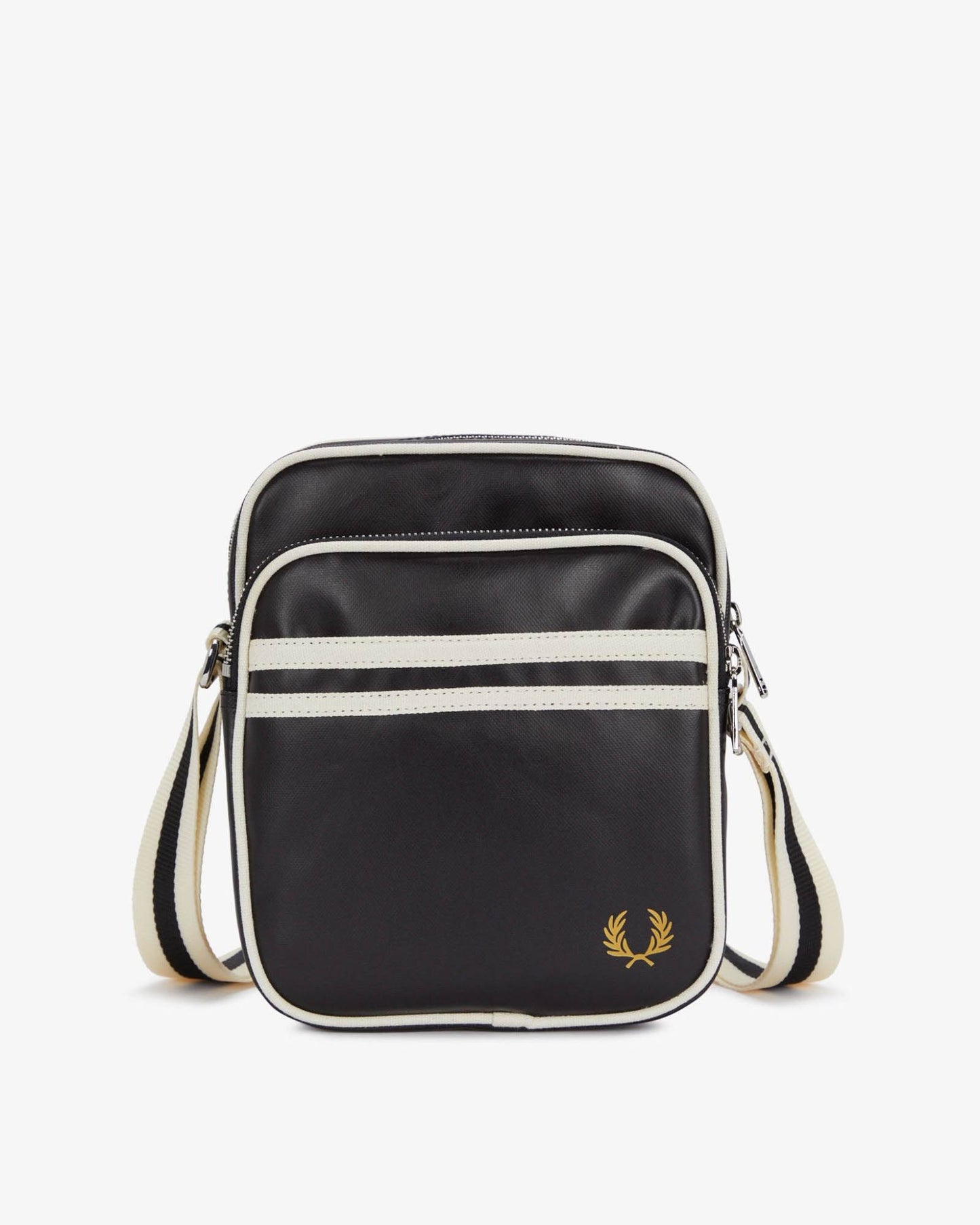 Fred Perry Classic Side Bag - Black/Ecru D57 | CHO | Designer Mens Shoulder Bags - Black/Ecru D57 - One Size - 5034603385498
