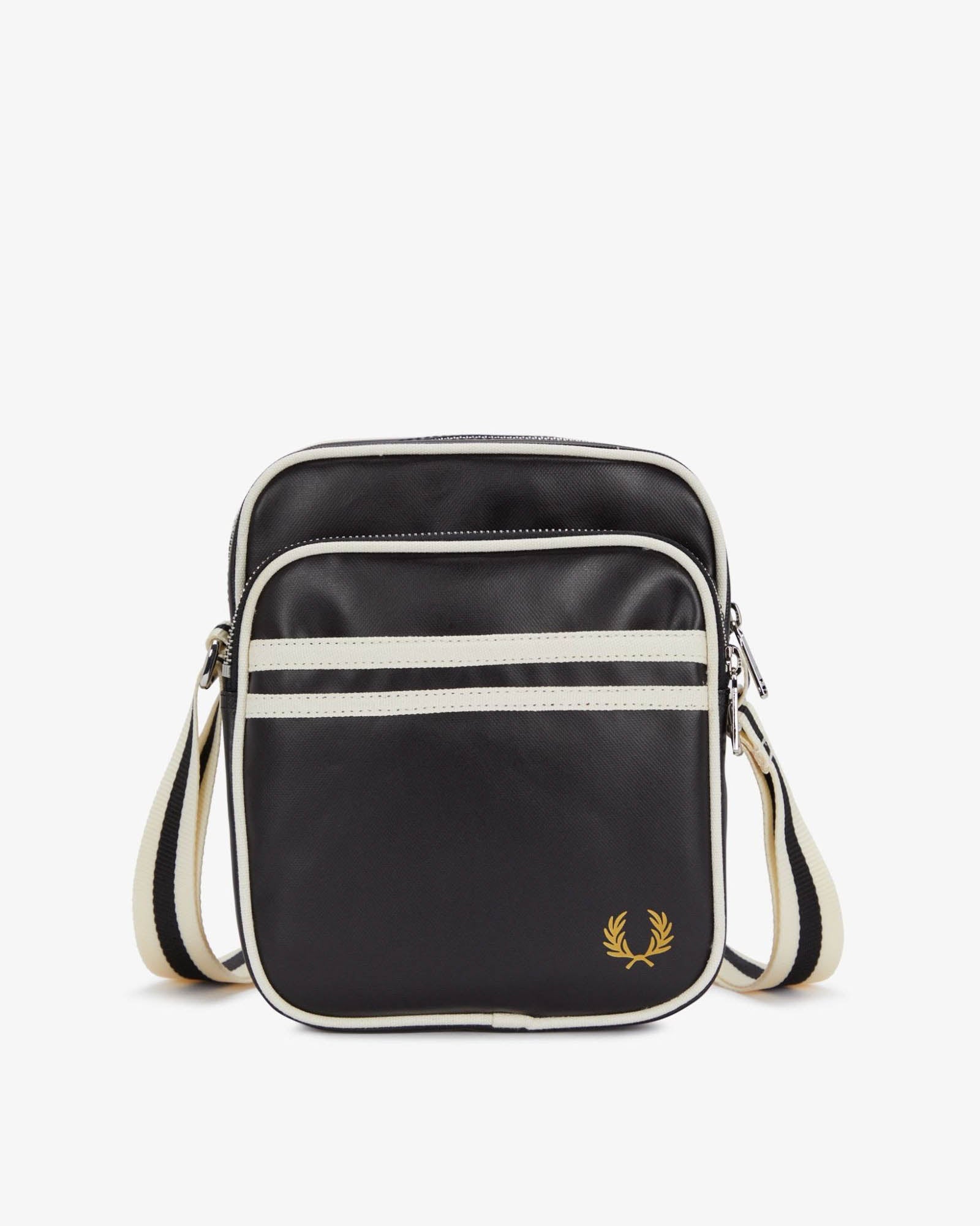 Fred Perry Classic Side Bag - Black/Ecru D57 | CHO | Designer Mens Shoulder Bags - Black/Ecru D57 - One Size - 5034603385498