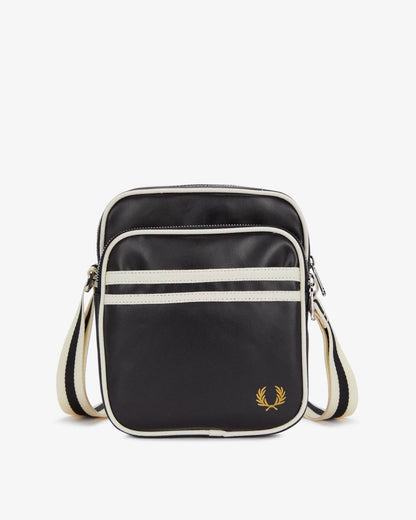 Fred Perry Classic Side Bag - Black/Ecru D57 | CHO | Designer Mens Shoulder Bags - Black/Ecru D57 - One Size - 5034603385498