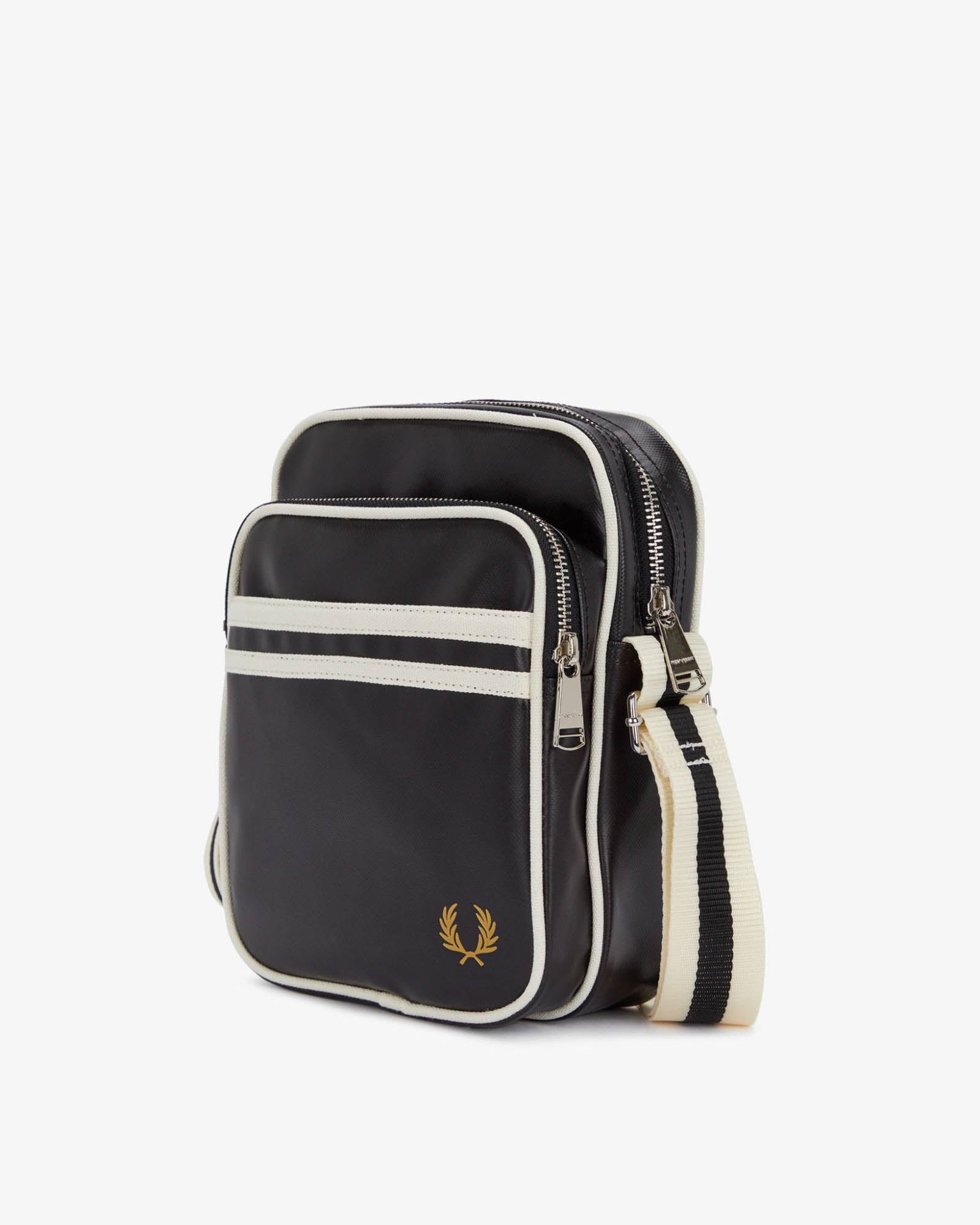 Fred Perry Classic Side Bag - Black/Ecru D57 | CHO | Designer Mens Shoulder Bags
