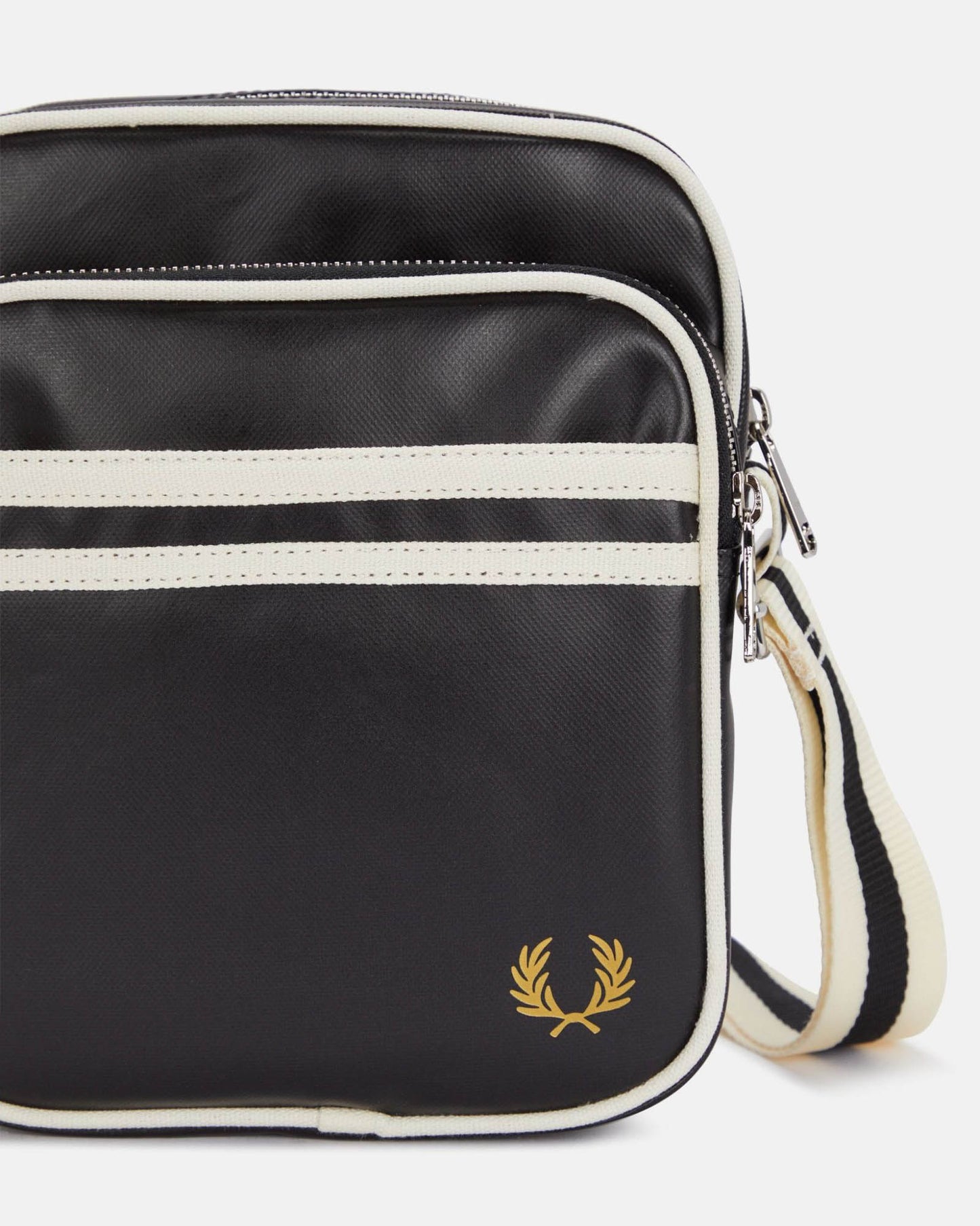 Fred Perry Classic Side Bag - Black/Ecru D57 | CHO | Designer Mens Shoulder Bags