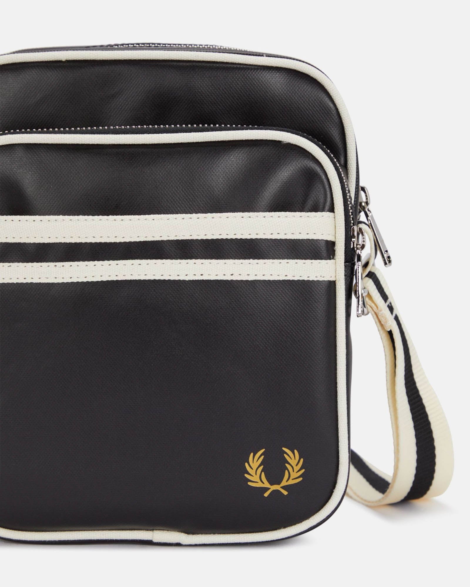 Fred Perry Classic Side Bag - Black/Ecru D57 | CHO | Designer Mens Shoulder Bags