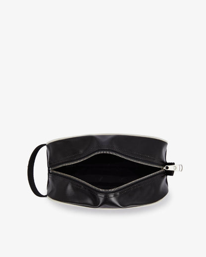 Fred Perry Mens Coated Polyester Wash Bag - Black/Ecru D57 top, open
