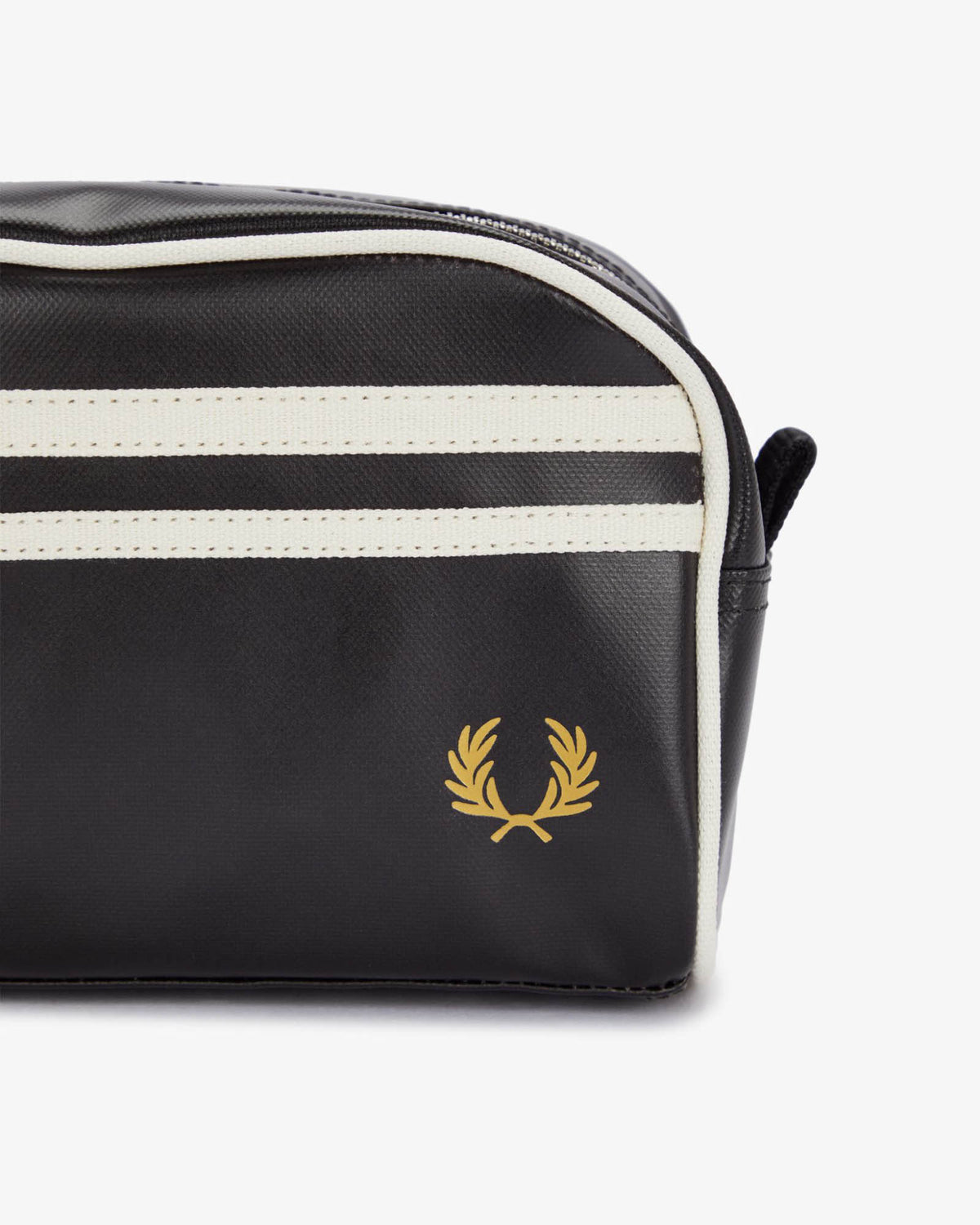 Fred Perry Mens Coated Polyester Wash Bag - Black/Ecru D57 logo detail