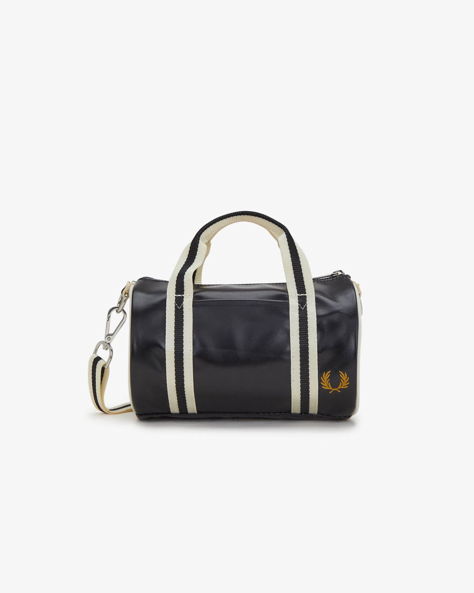 Fred Perry Classic Mini Barrel Bag - Black/Ecru D57 | CHO | Designer Mens Bags