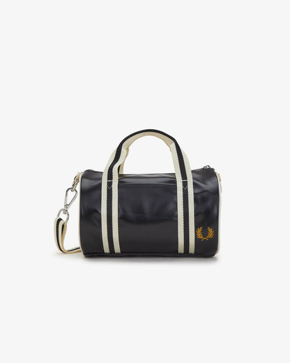 Fred Perry Classic Mini Barrel Bag - Black/Ecru D57 | CHO | Designer Mens Bags