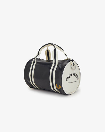 Fred Perry Classic Mini Barrel Bag - Black/Ecru D57 | CHO | Designer Mens Bags