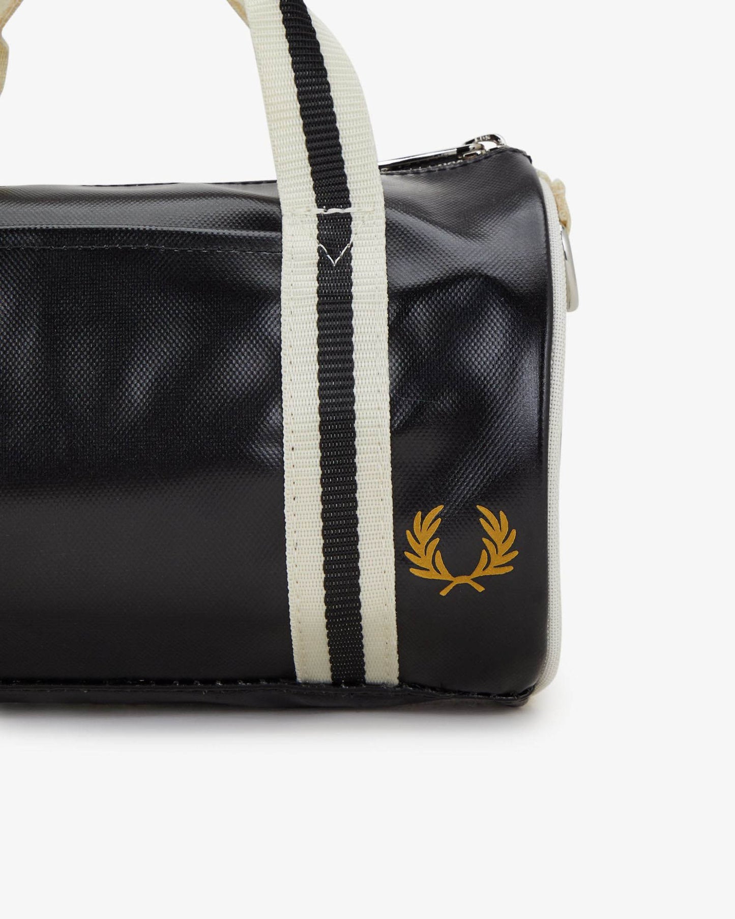 Fred Perry Classic Mini Barrel Bag - Black/Ecru D57 | CHO | Designer Mens Bags