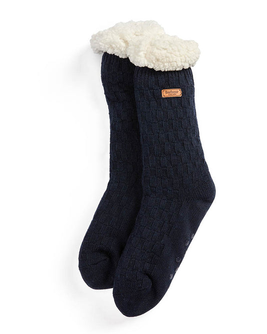 Barbour Cable Knit Womens Lounge Socks - Navy