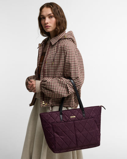 Barbour Quilted Womens Tote Bag - Fig