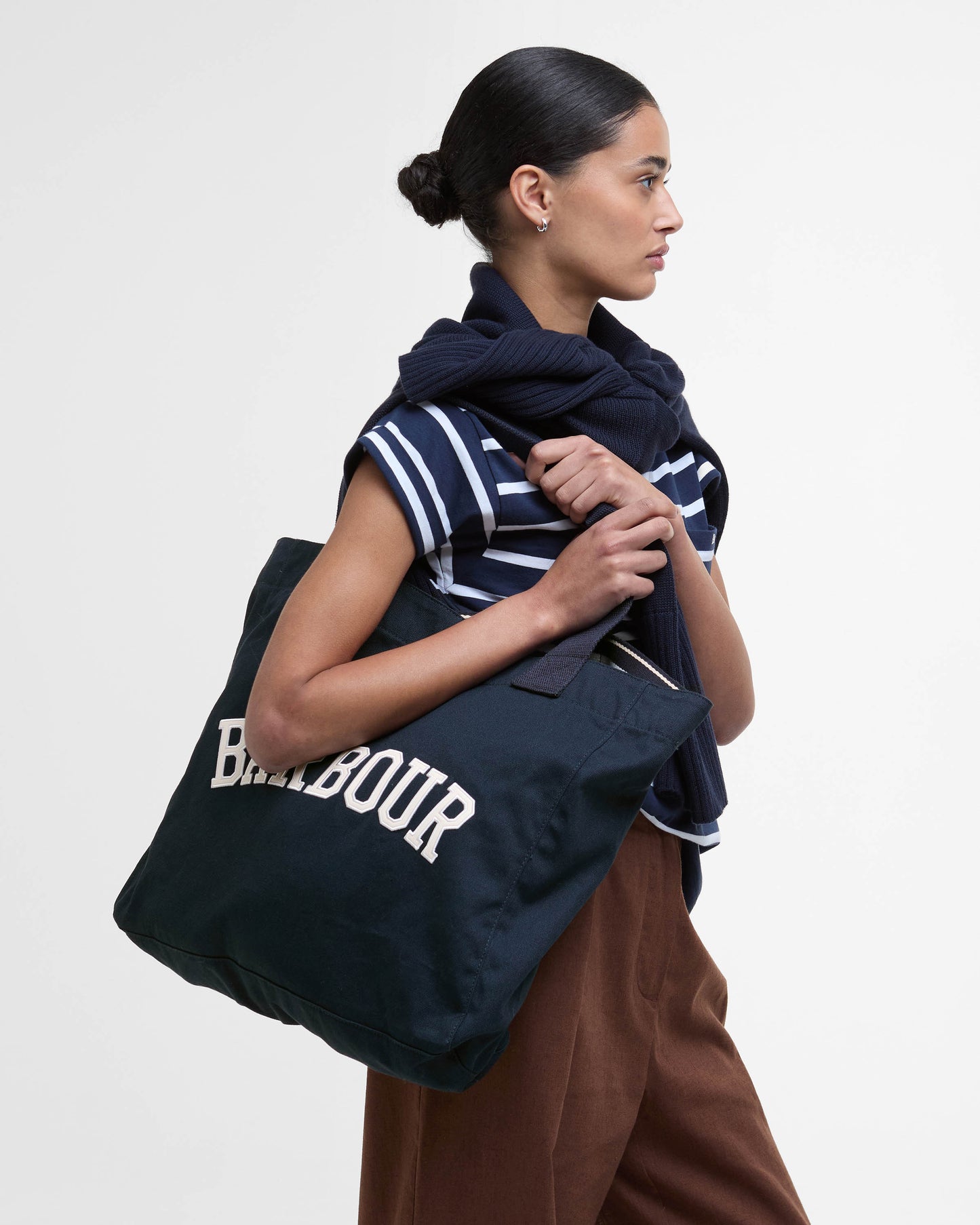 Barbour Logo Beach Bag - Navy/Stone | CHO | Designer Womens Bags