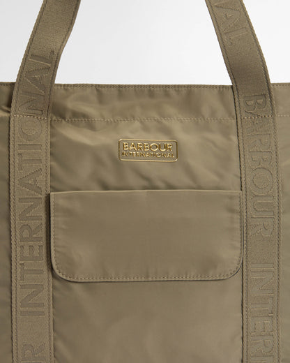 Barbour International Qualify Womens Tote Bag - Dusky Khaki | CHO | Designer Womens Bags