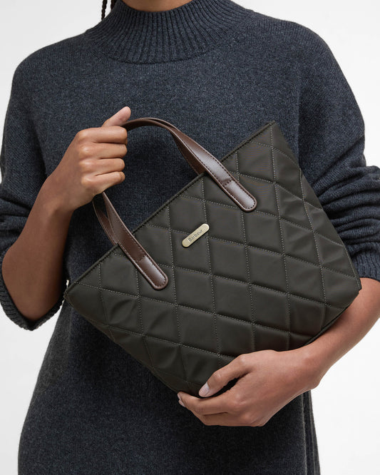 Barbour Womens Mini Quilted Tote Bag - Olive | CHO | Designer Womens Handbags