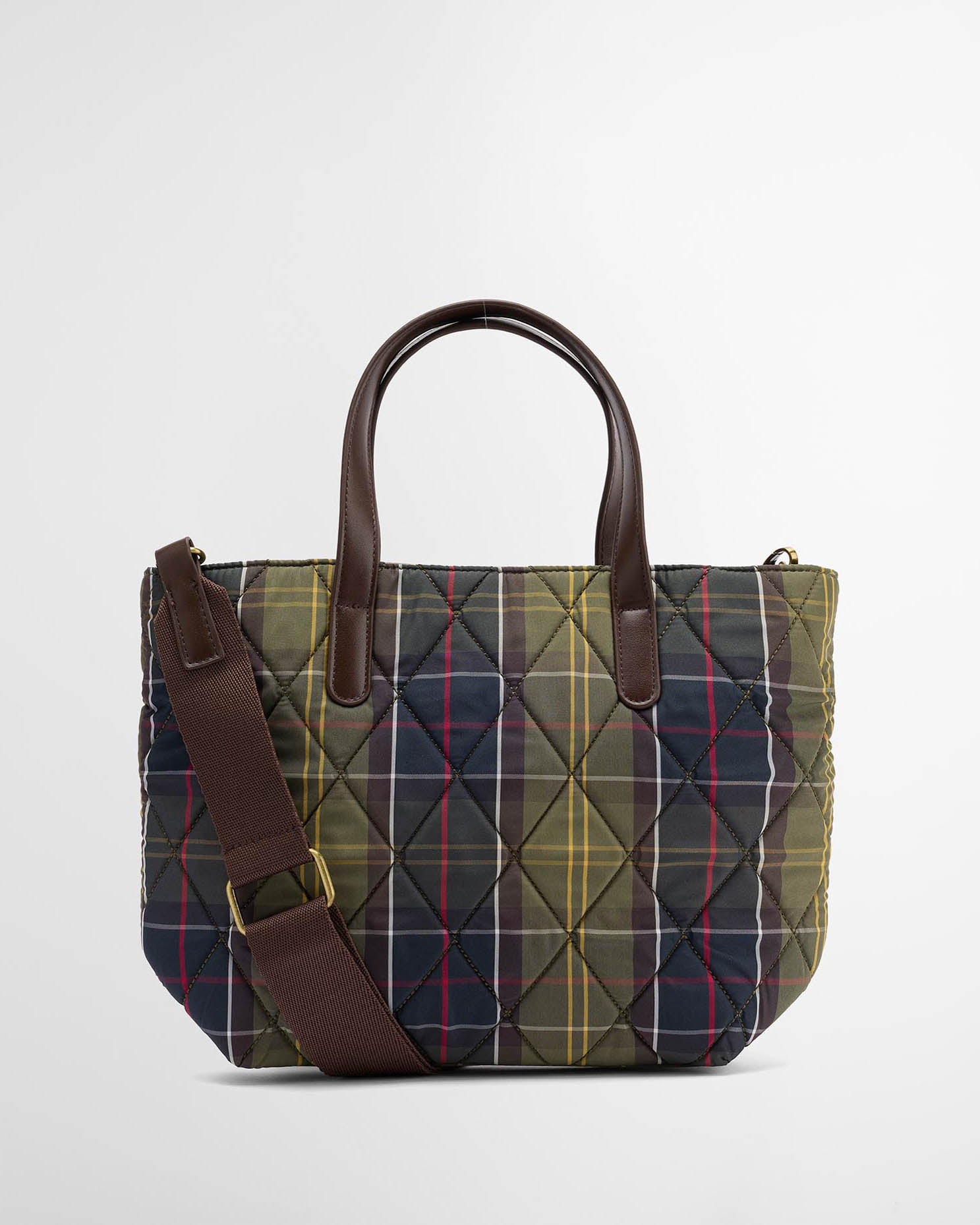 Barbour Womens Mini Quilted Tote Bag in Classic Tartan, back