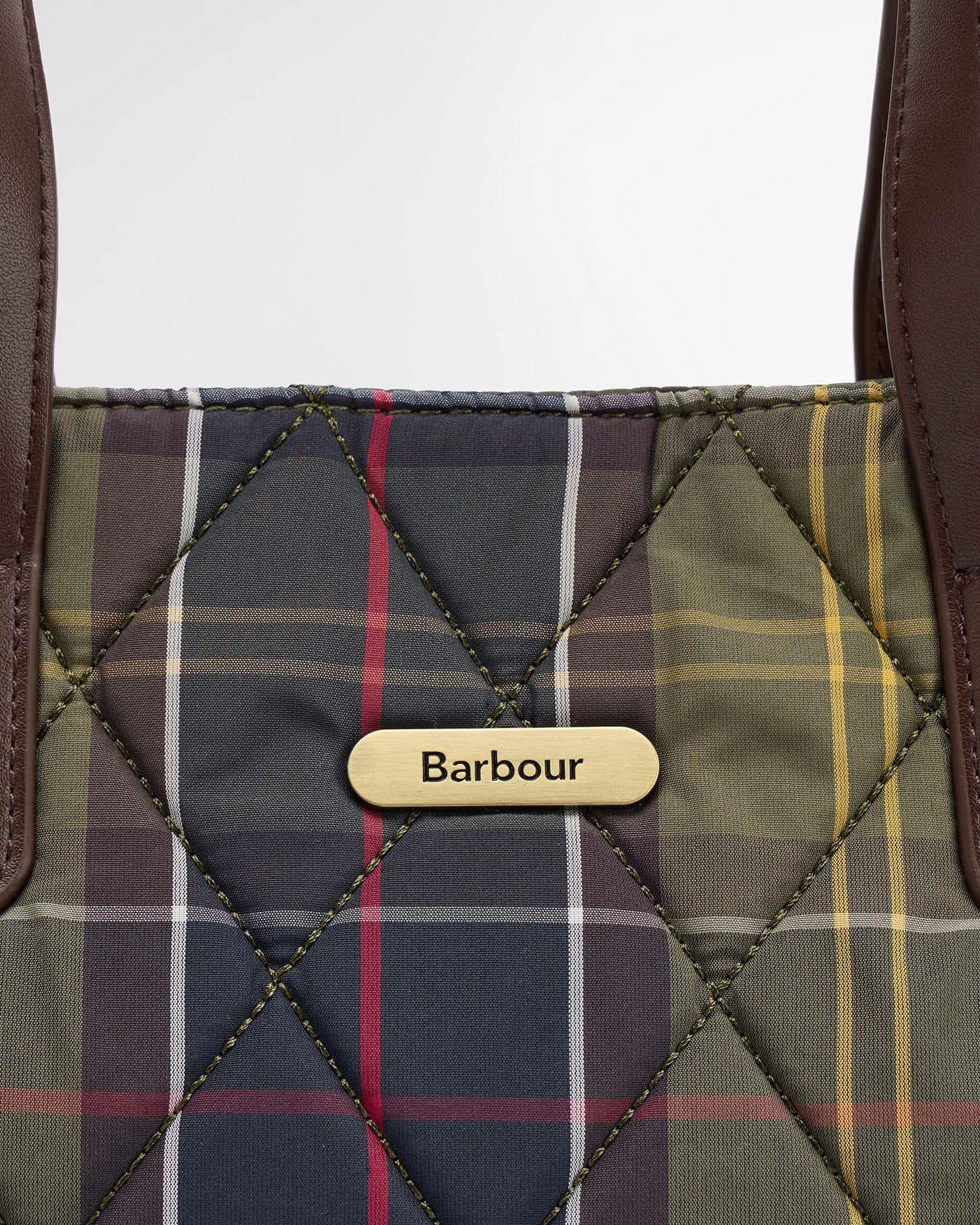 Barbour Womens Mini Quilted Tote Bag in Classic Tartan, detail