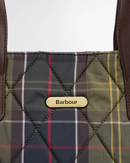 Barbour Womens Mini Quilted Tote Bag in Classic Tartan, detail