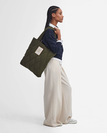 Barbour Mariah Womens Quilted Tote Bag - Olive