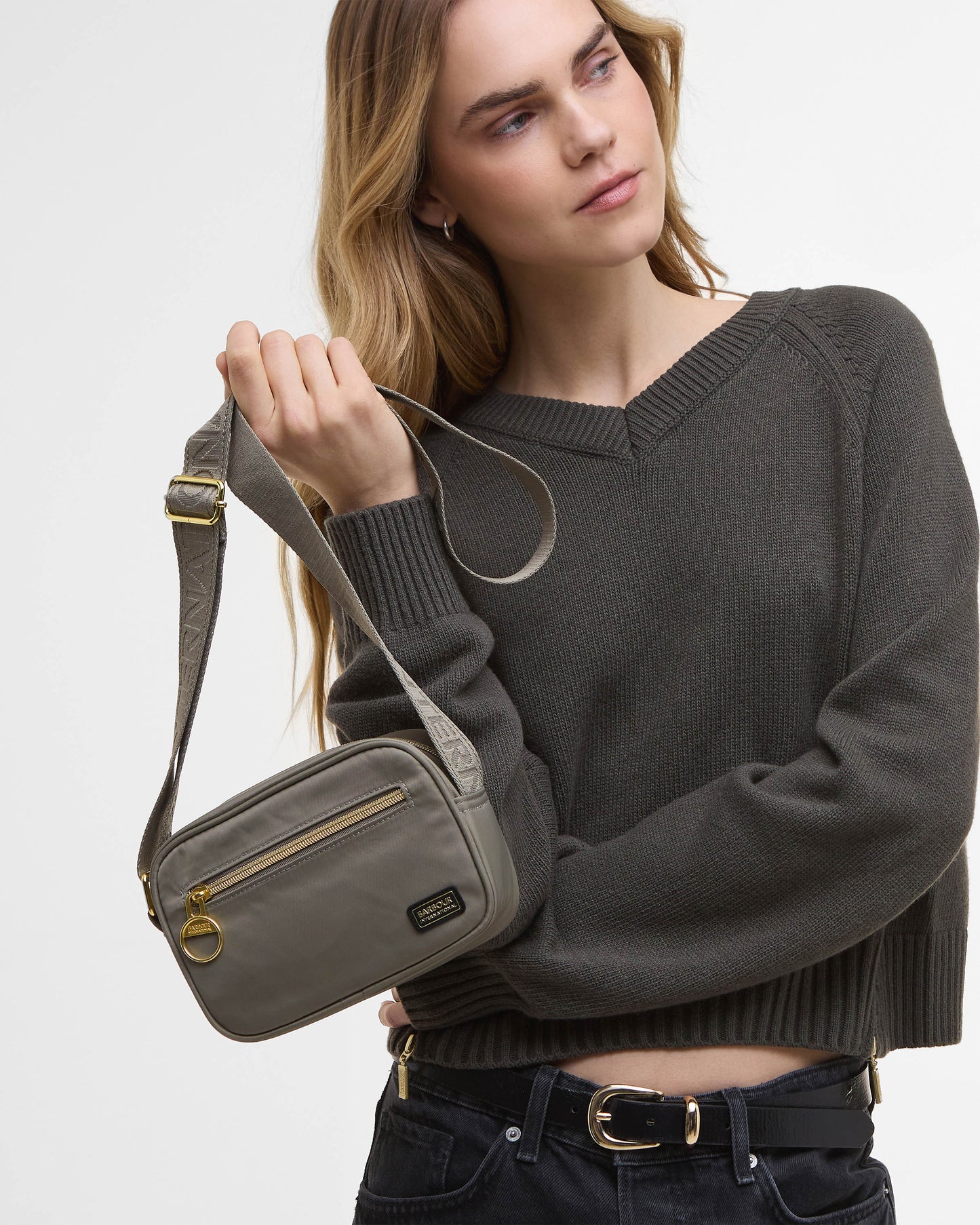 Barbour International Qualify Womens Micro Crossbody Bag - Dusky Khaki