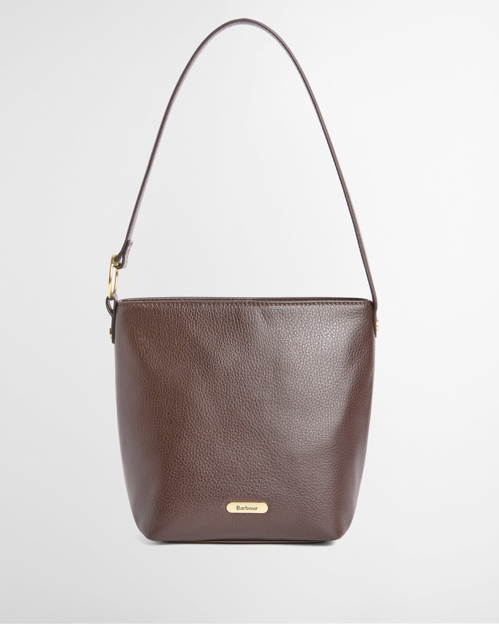 Barbour Cedar Womens Leather Bucket Bag - Rustic Brown front
