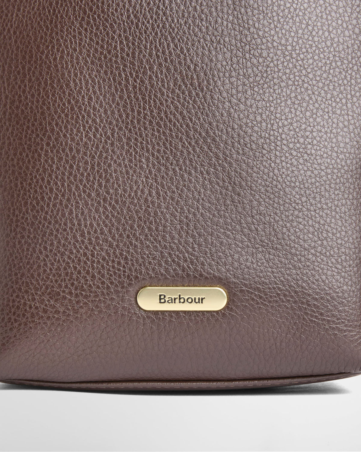 Barbour Cedar Womens Leather Bucket Bag - Rustic Brown badge detail