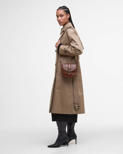 Barbour Elm Womens Leather Crossbody Bag - Brown, model.