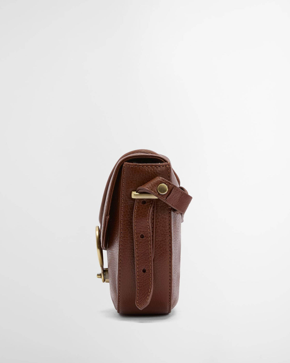 Barbour Elm Womens Leather Crossbody Bag - Brown, side.