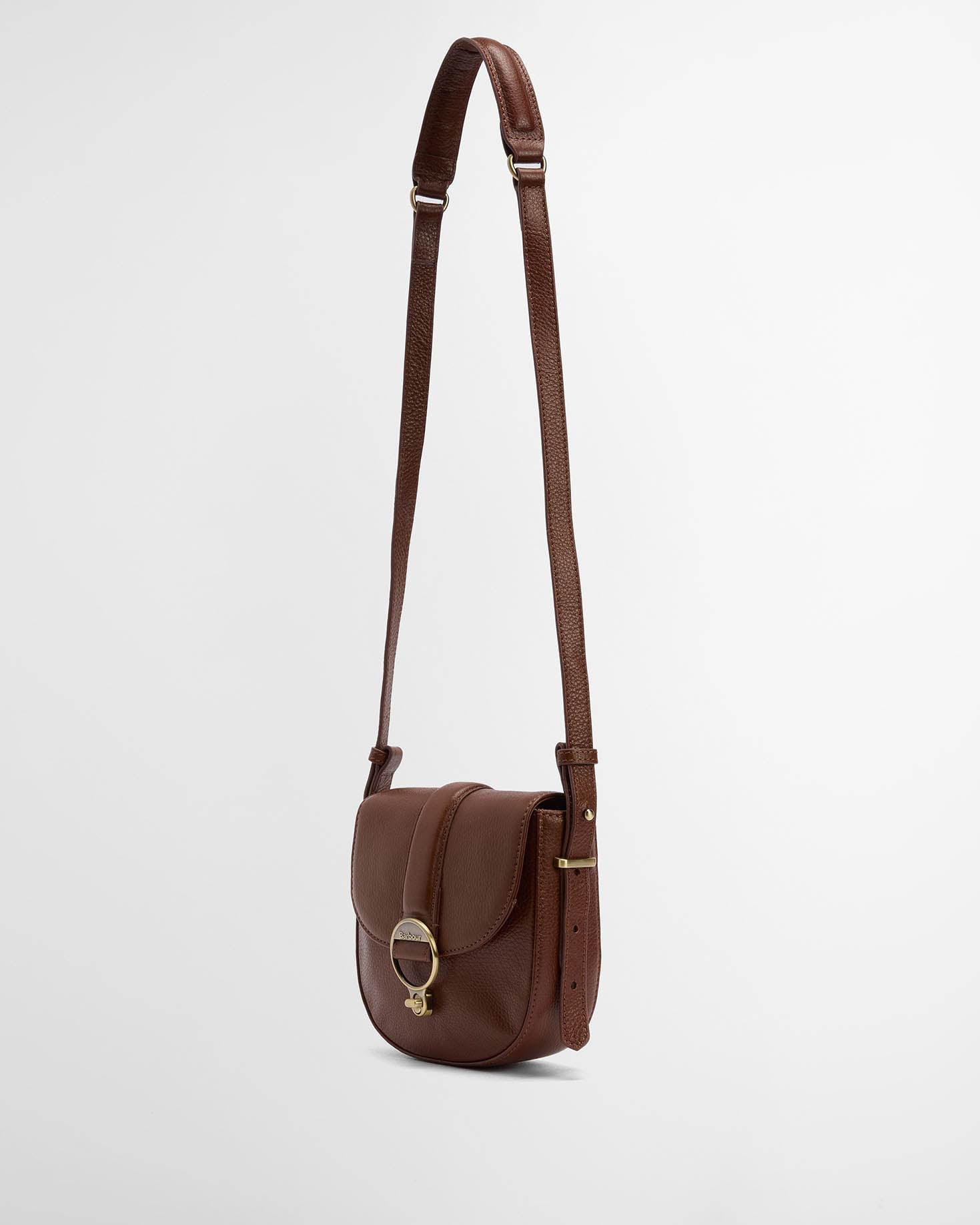 Barbour Elm Womens Leather Crossbody Bag - Brown, strap.