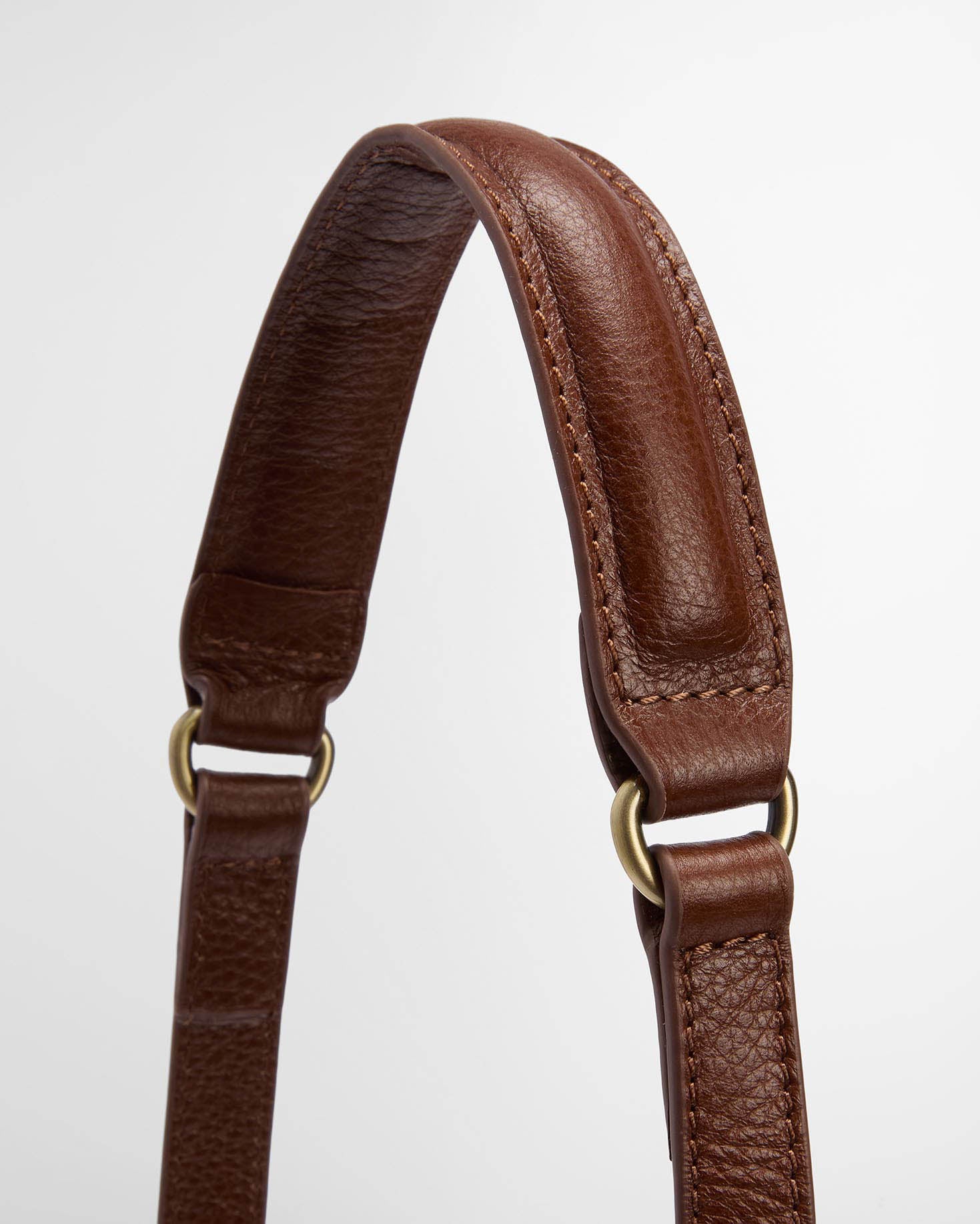 Barbour Elm Womens Leather Crossbody Bag - Brown, strap detail.