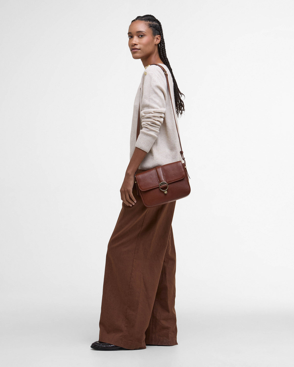 Barbour Rosa Womens Leather Crossbody Bag - Brown | CHO | Designer Womens Cross Body Bags