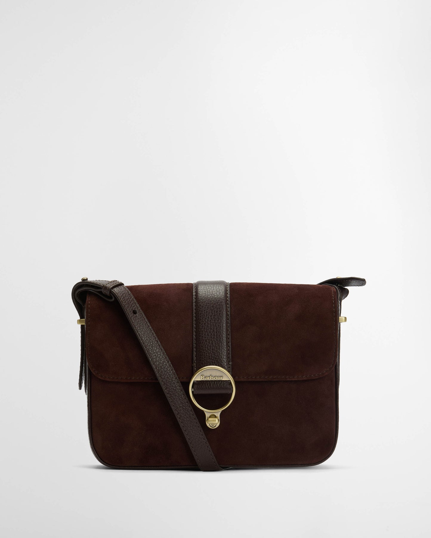 Barbour Rosa Womens Suede & Leather Crossbody Bag - Dark Brown