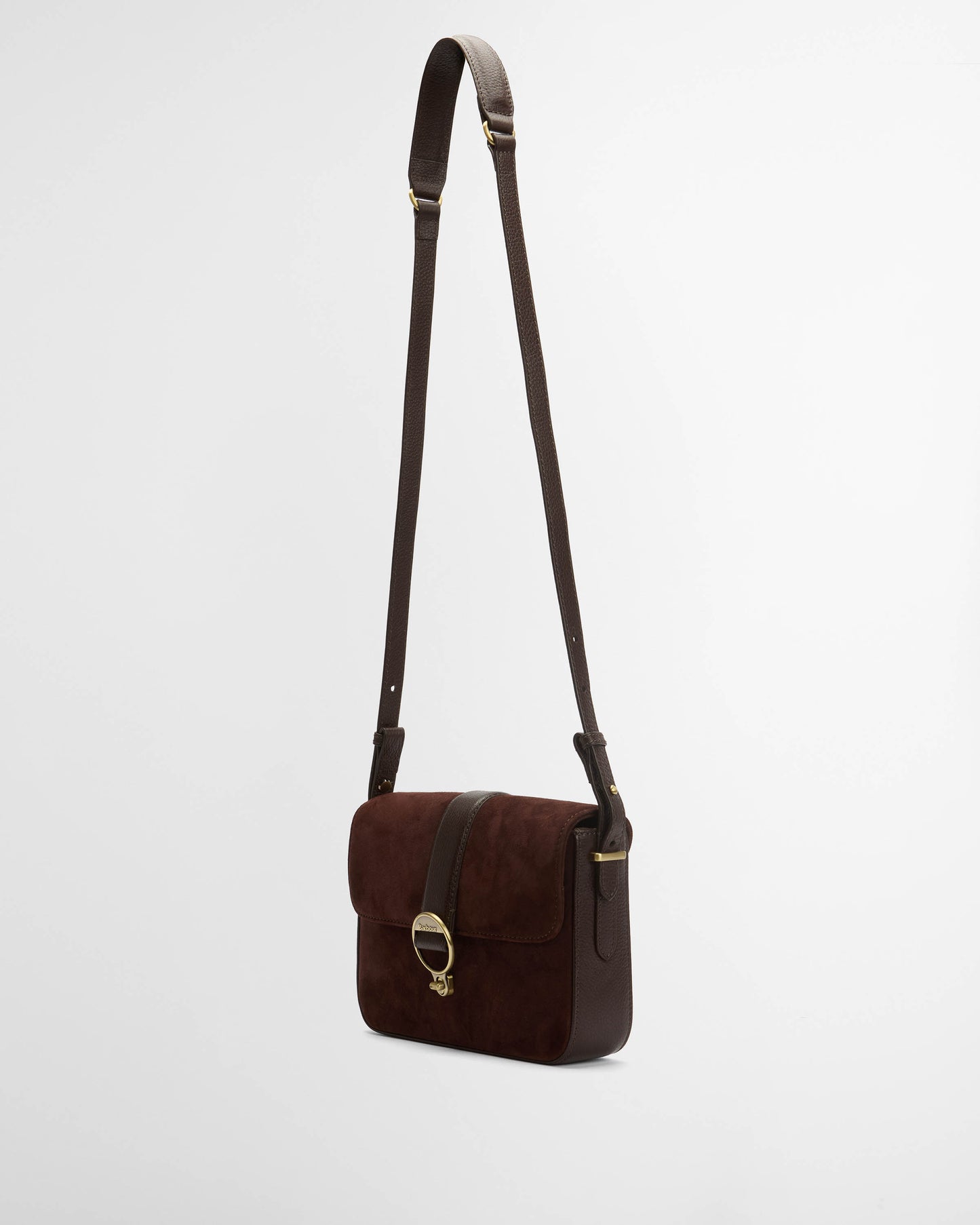 Barbour Rosa Womens Suede & Leather Crossbody Bag - Dark Brown