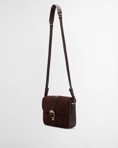 Barbour Rosa Womens Suede & Leather Crossbody Bag - Dark Brown