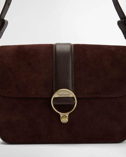 Barbour Rosa Womens Suede & Leather Crossbody Bag - Dark Brown