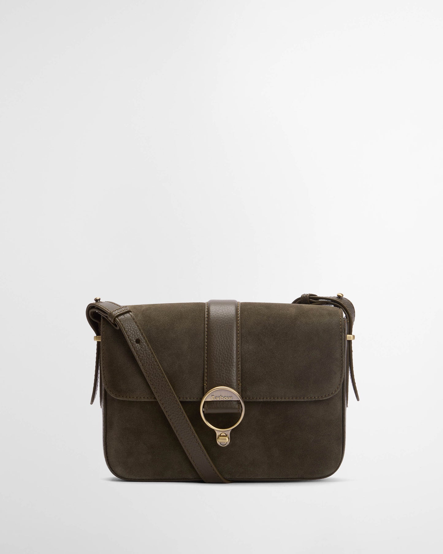 Barbour Rosa Womens Suede & Leather Crossbody Bag - Olive