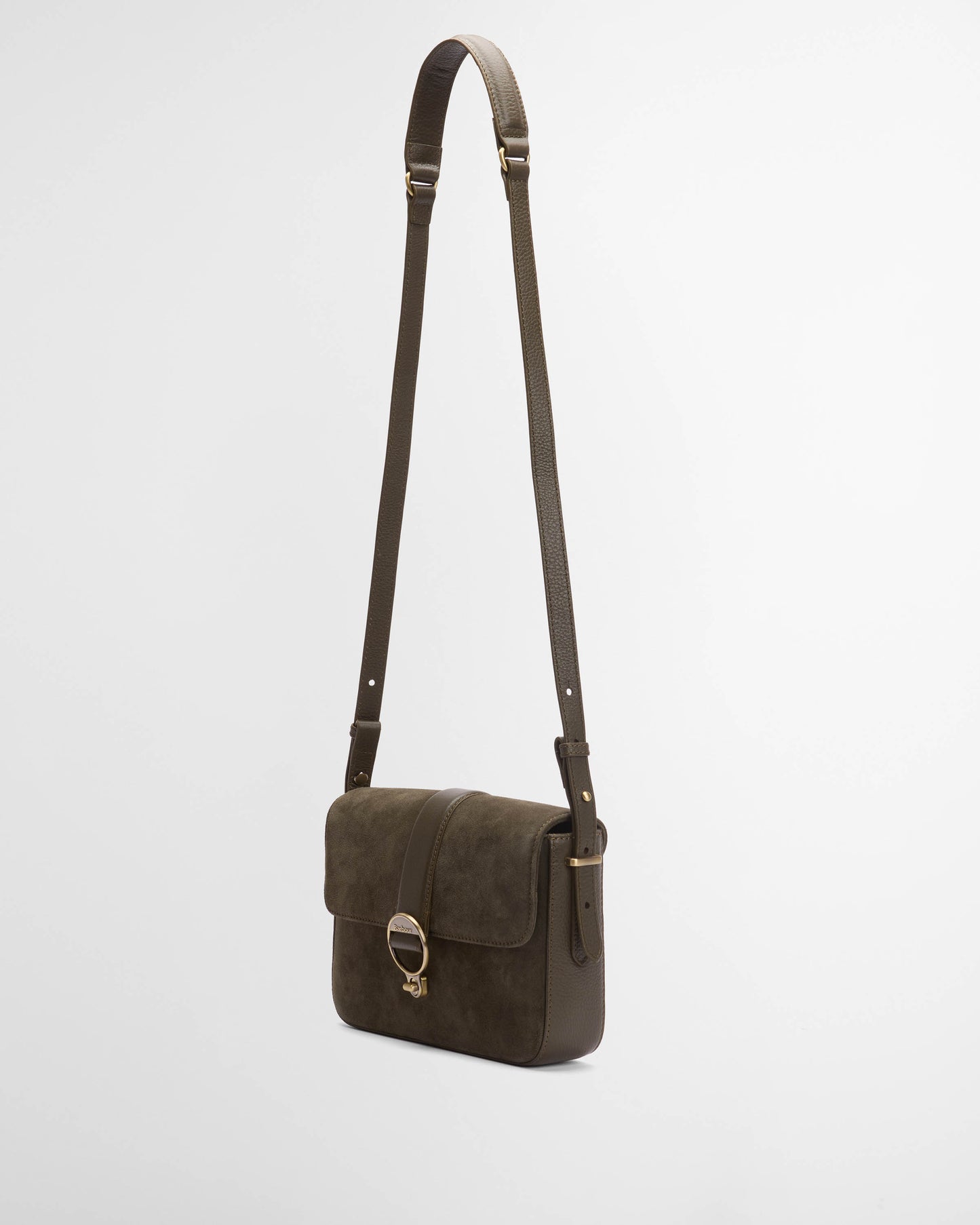 Barbour Rosa Womens Suede & Leather Crossbody Bag - Olive