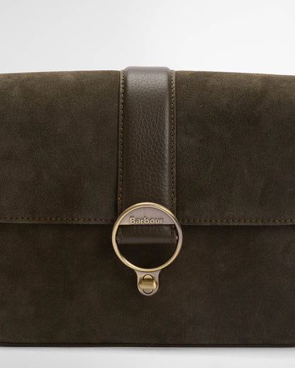 Barbour Rosa Womens Suede & Leather Crossbody Bag - Olive