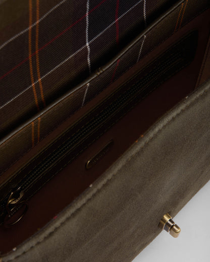 Barbour Rosa Womens Suede & Leather Crossbody Bag - Olive