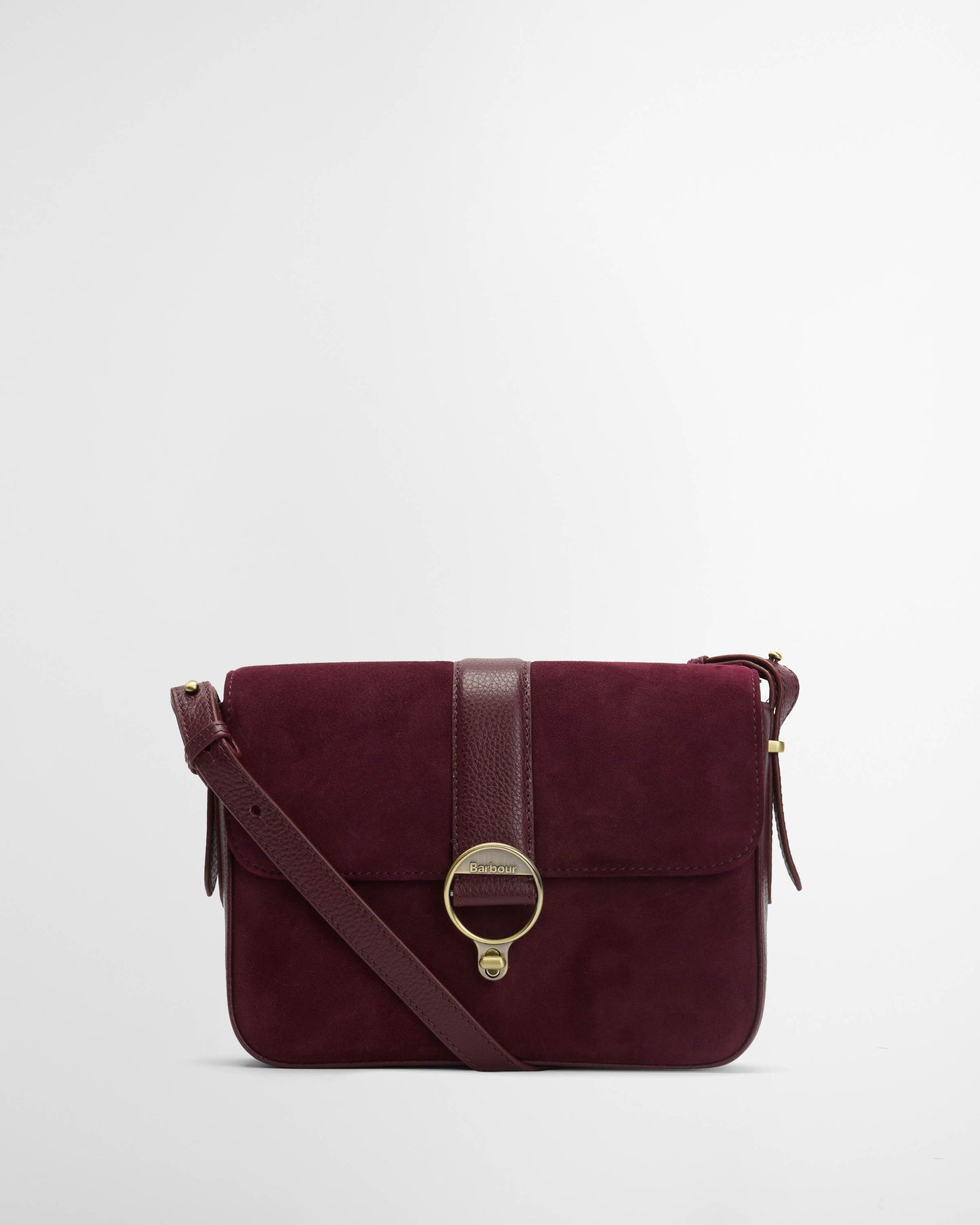Barbour Rosa Womens Suede & Leather Crossbody Bag - Burgundy