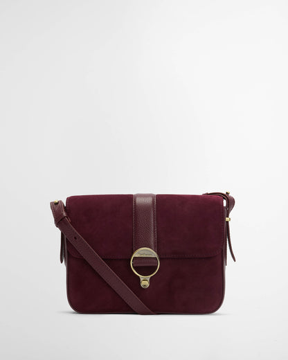 Barbour Rosa Womens Suede & Leather Crossbody Bag - Burgundy